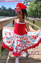 Load image into Gallery viewer, Patriotic Dinosaur Twirl Dress