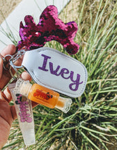 Load image into Gallery viewer, Personalized Happy Girl Lip Gloss / Hand Sanitizer Keychain