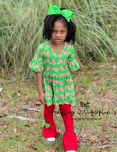 Load image into Gallery viewer, Christmas Cakes Sibling Collection RUFFLE TOP &amp; BELL SET

