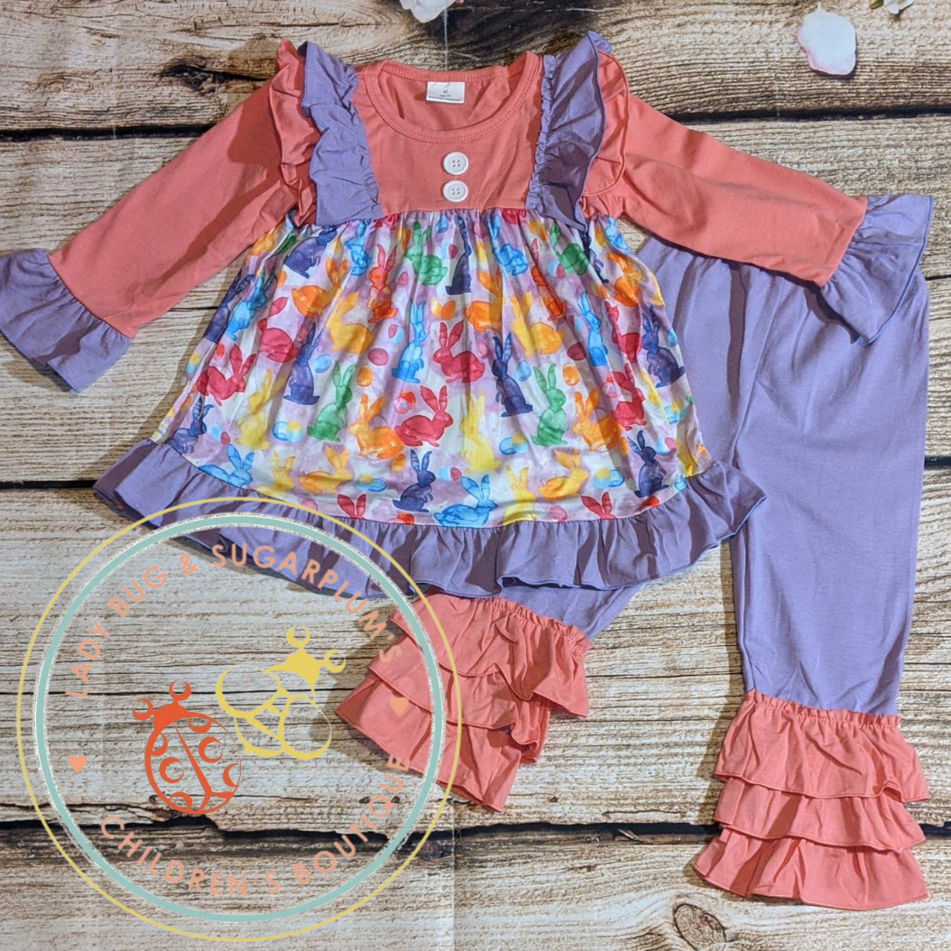 Easter Bunny Ruffle Bell Set