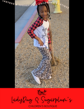 Load image into Gallery viewer, Merry and Bright Cheetah Print Buffalo Plaid Bell Outfit
