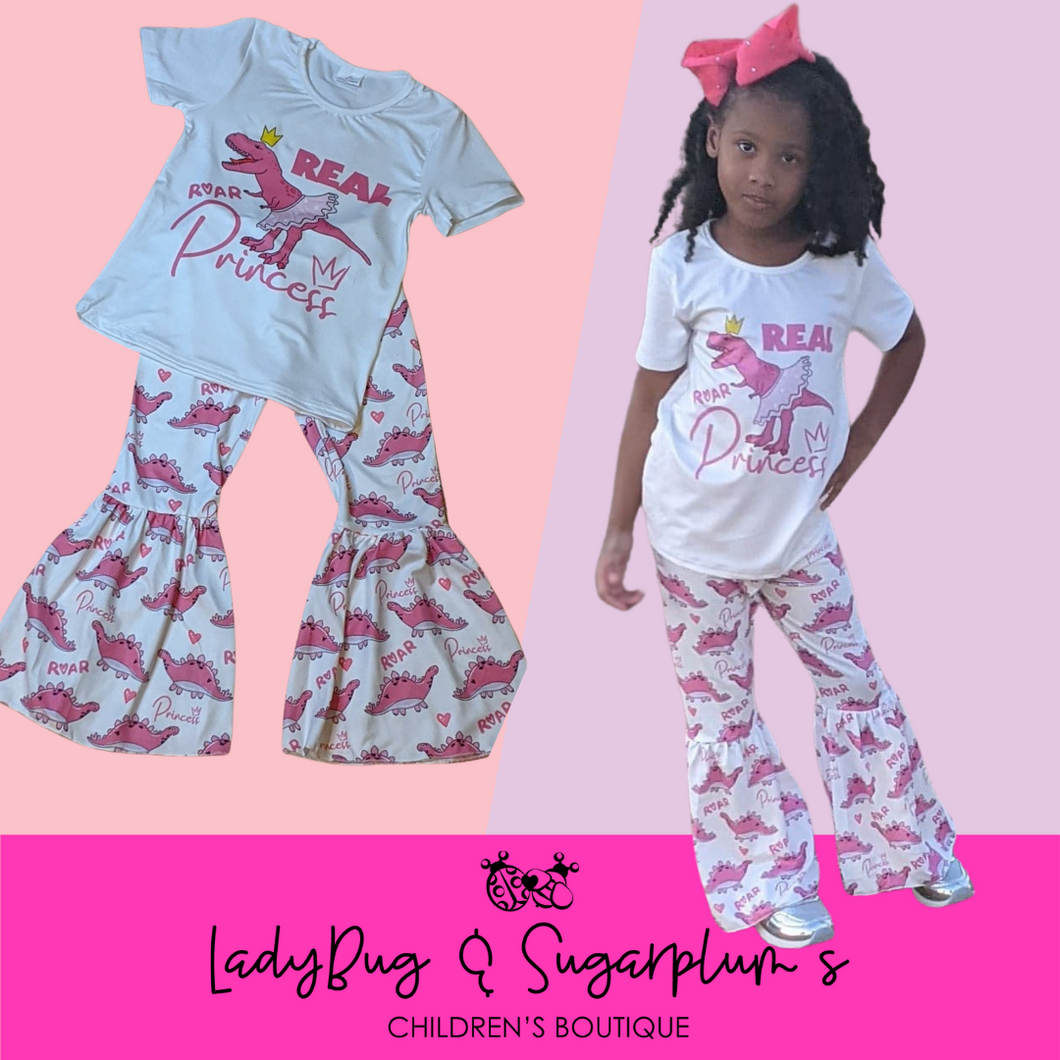 Princess Dinosaur Shirt & Bell Pants Boutique Outfit Set