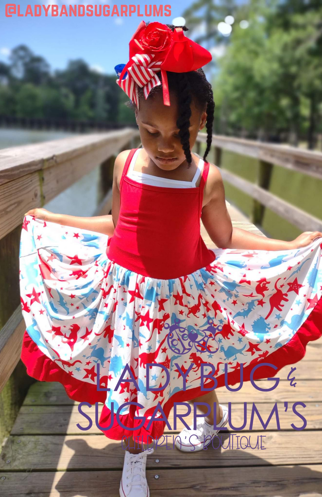 Patriotic Dinosaur Twirl Dress